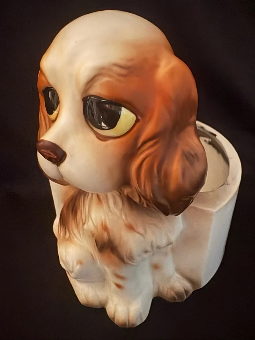 Vintage Lefton Ceramic Cavalier King Charles Spaniel Dog Planter